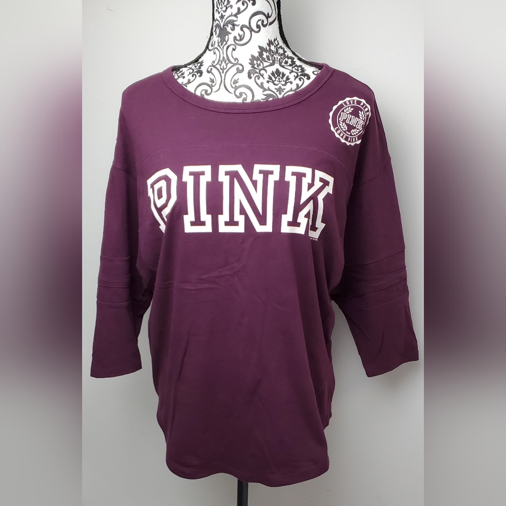 Victoria's Secret Pink Scoop Neck Shirt Tee Top Maroon XS